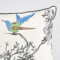 Birds & Butterflies Pillow_MULTI ON WHITE