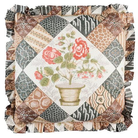 Caldwell Patchwork Chintz Pillow_Rose and Chocolate