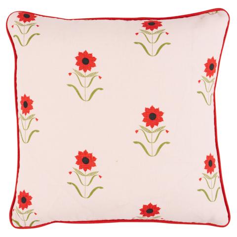 Forget Me Nots Pillow_RED ON PINK