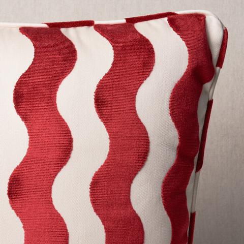 The Wave Velvet Pillow_RED