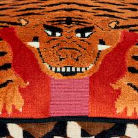 Jokhang Tiger Velvet Pillow_RED & PINK