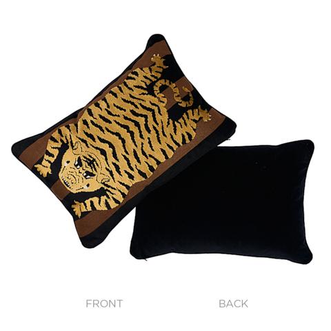 Jokhang Tiger Velvet Pillow_BROWN & BLACK