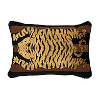 Jokhang Tiger Velvet Pillow_BROWN & BLACK