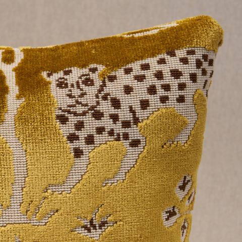 Woodland Leopard Velvet Pillow_GOLD