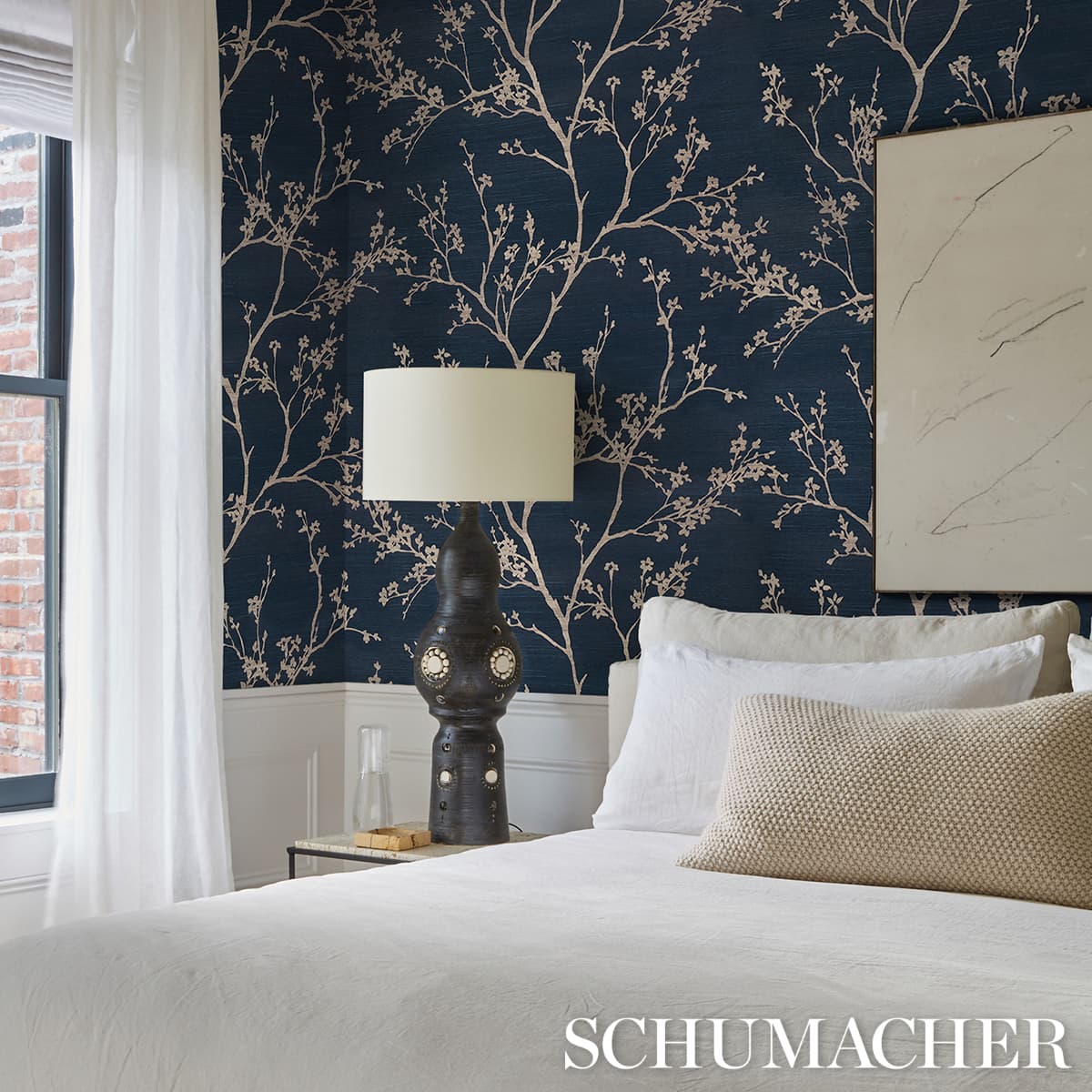 Twiggy Sisal - Indigo Wallpapers | Schumacher
