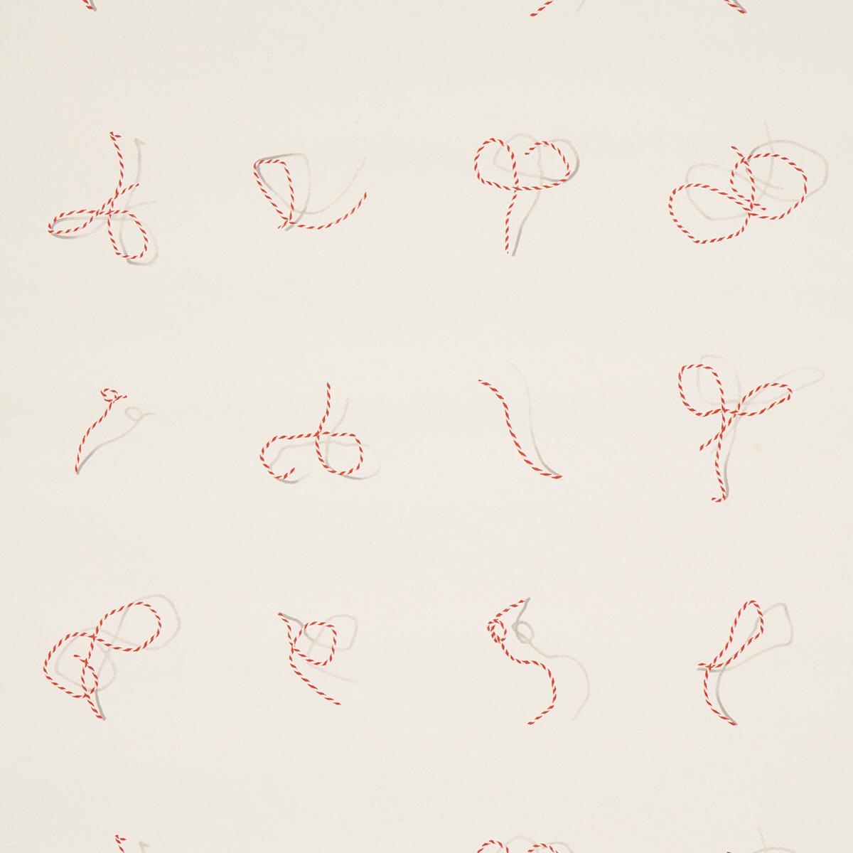 Butcher String - Red And White On Ivory Wallpapers | Schumacher