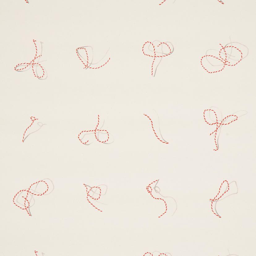 Butcher String - Red And White On Ivory Wallpapers | Schumacher