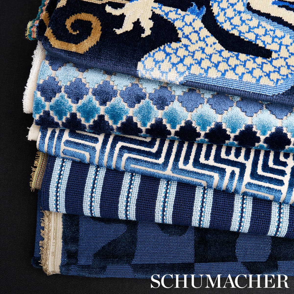 Benson Stripe Épinglé - Navy Fabrics | Schumacher
