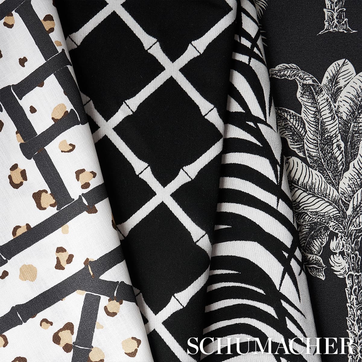 Bamboo Trellis Indoor/Outdoor - Black Fabrics | Schumacher