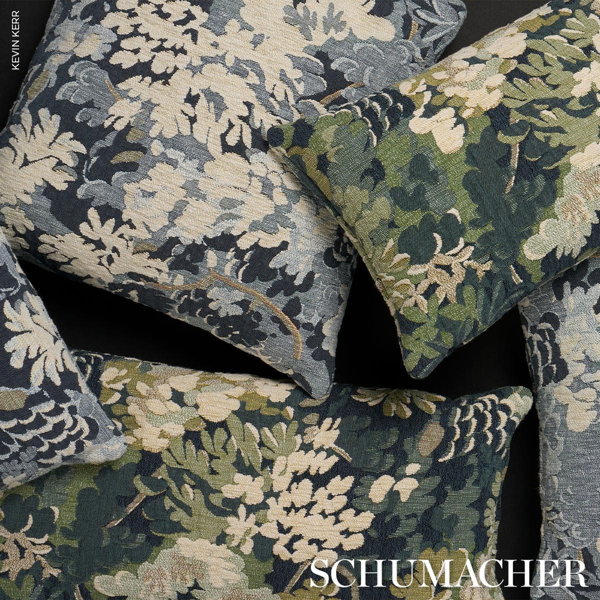Verdure Tapestry Pillow - Peacock Pillows & Accessories | Schumacher