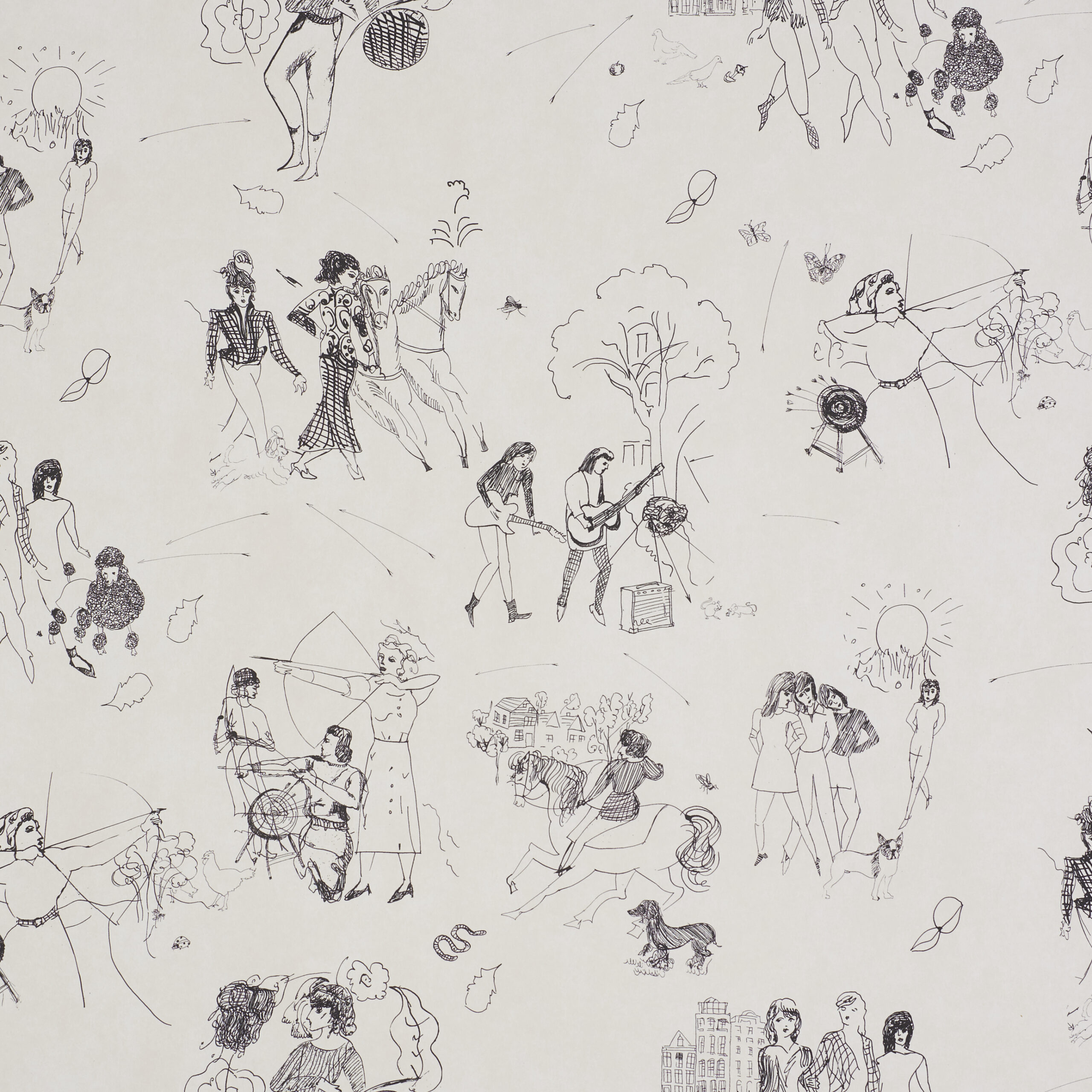 Schumacher Toile De Femmes Wallpaper by Peg Norriss in Parchment