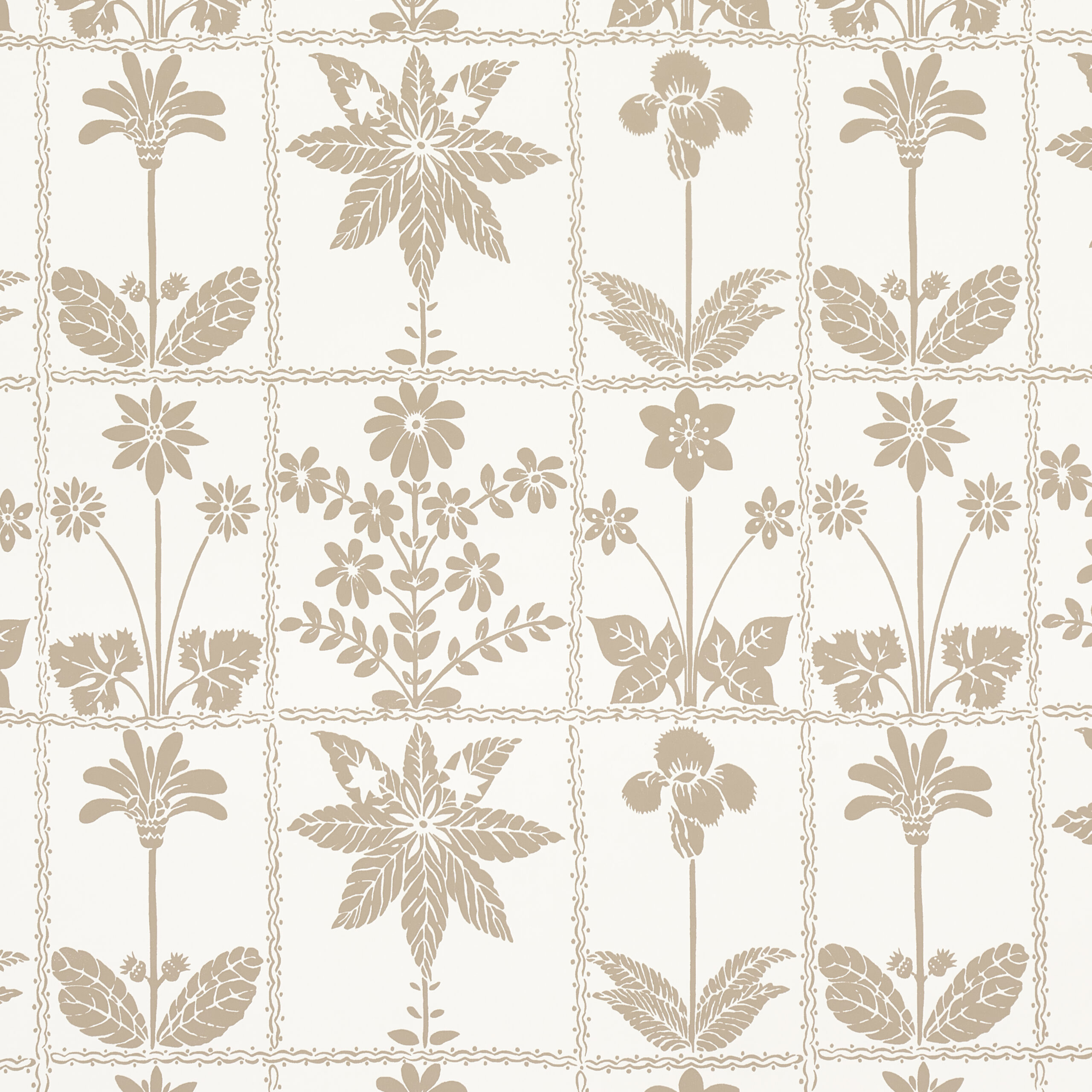 Schumacher Georgia Wildflowers Wallpaper in Neutral, from the Folly Cove collection