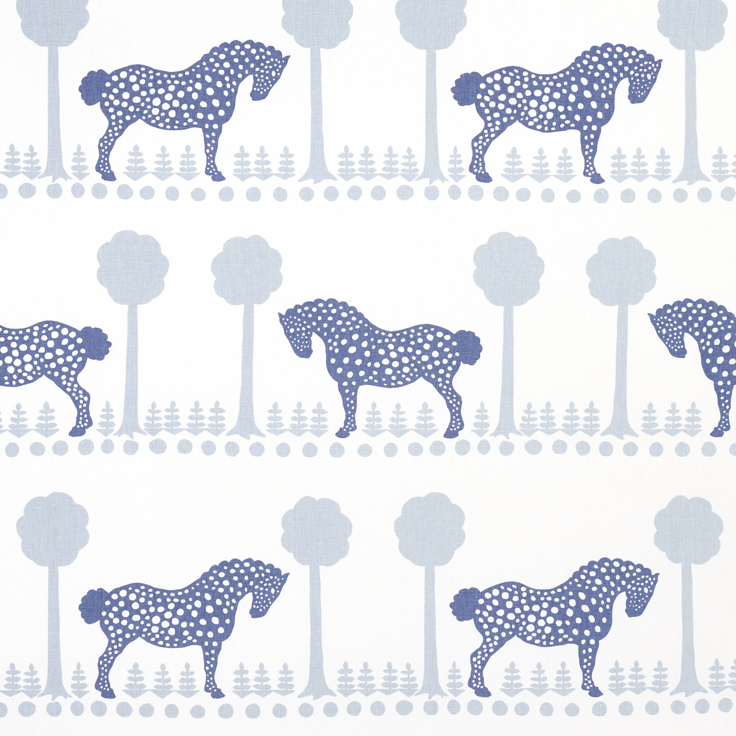 Schumacher Polka Dot Pony Fabric in Blue, from the Folly Cove collection
