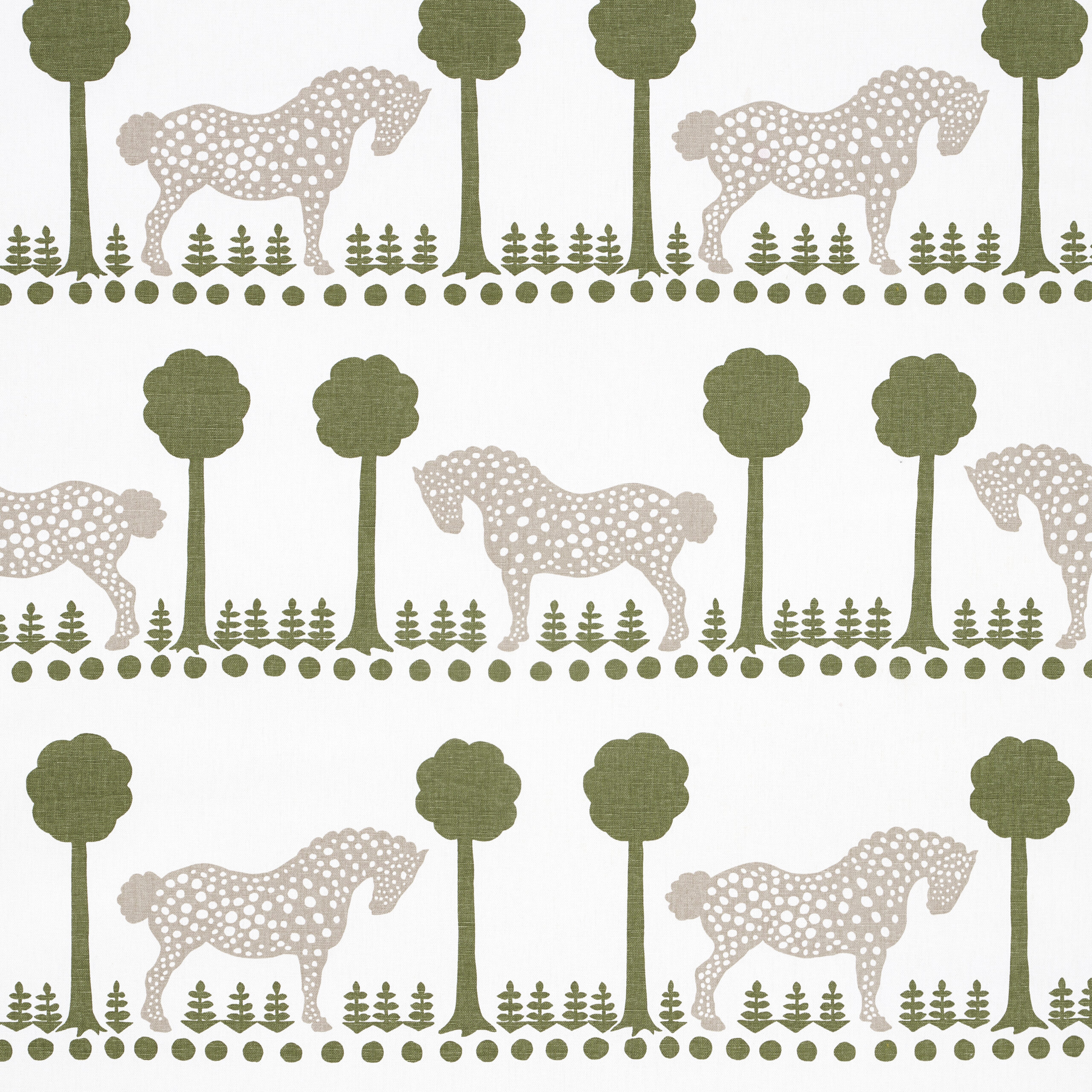 Schumacher Polka Dot Pony Fabric in Olive, from the Folly Cove collection