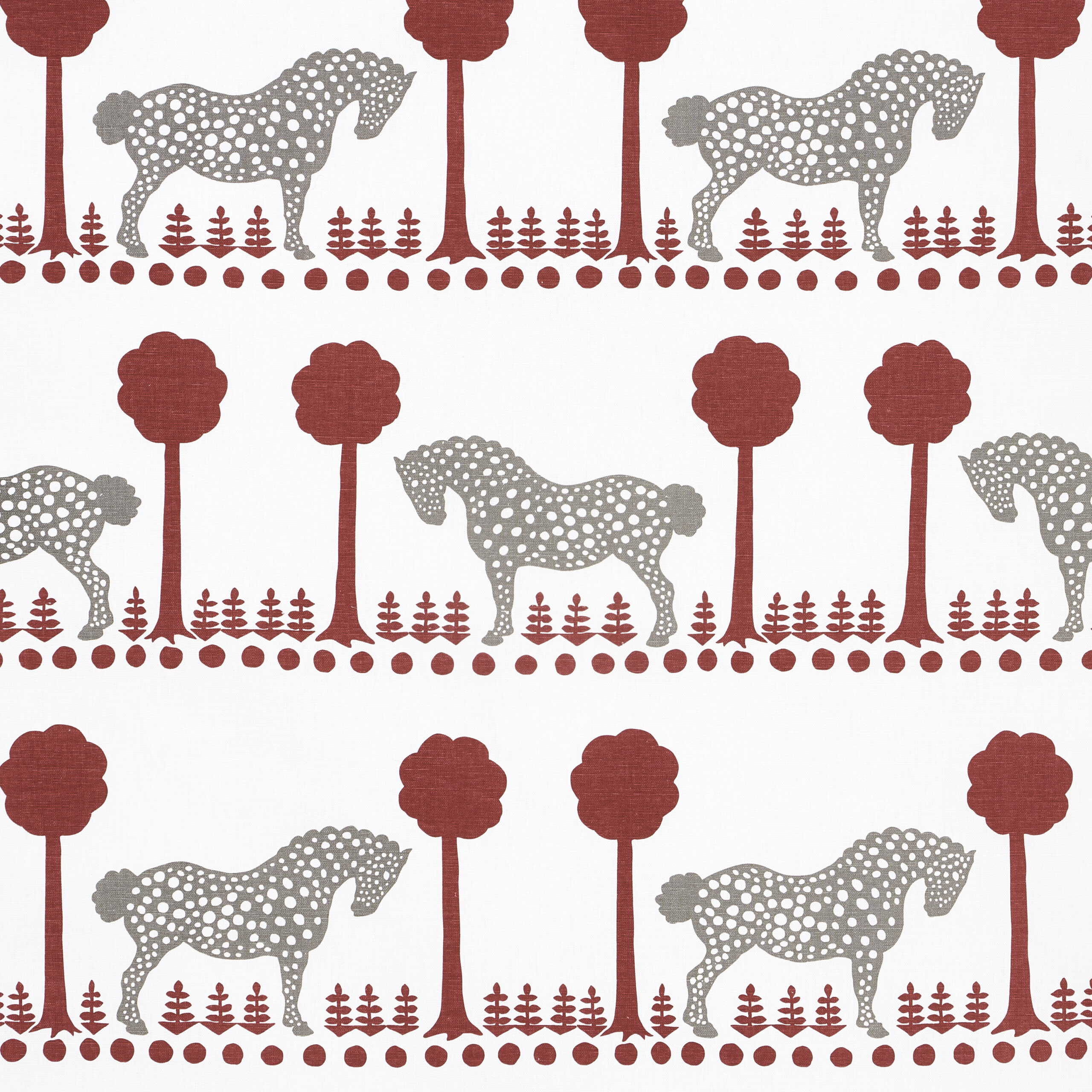 Schumacher Polka Dot Pony Fabric in Red, from the Folly Cove collection