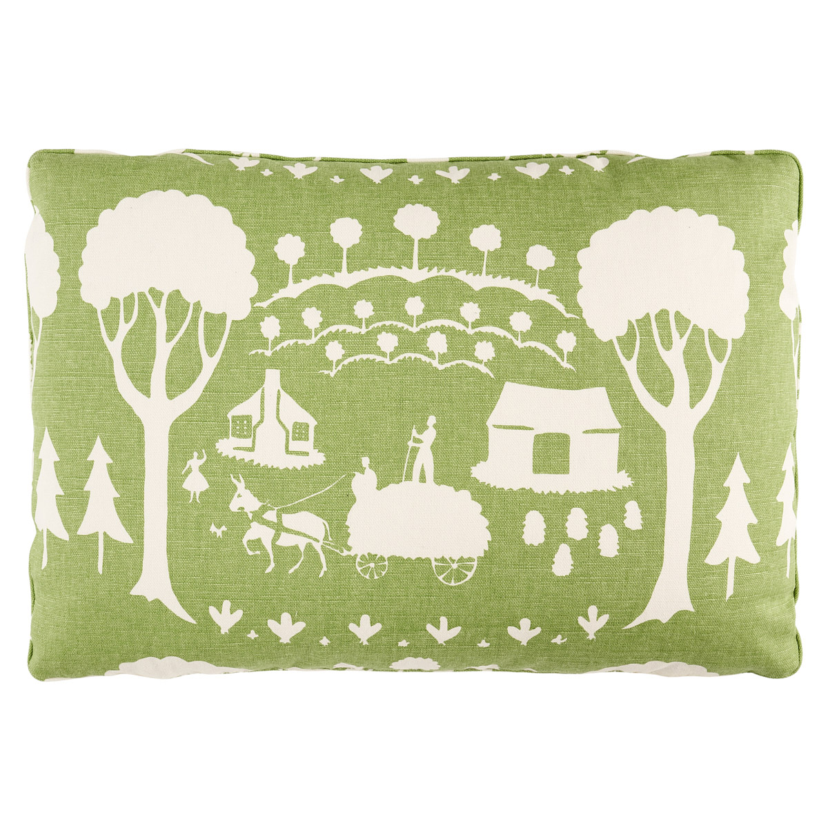 Schumacher Farm Scene Pillow in Green