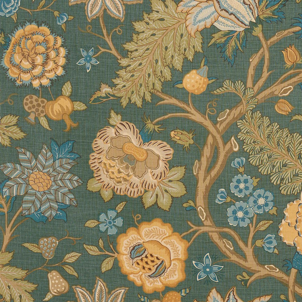 Schumacher Darsy Tree of Life fabric in Juniper