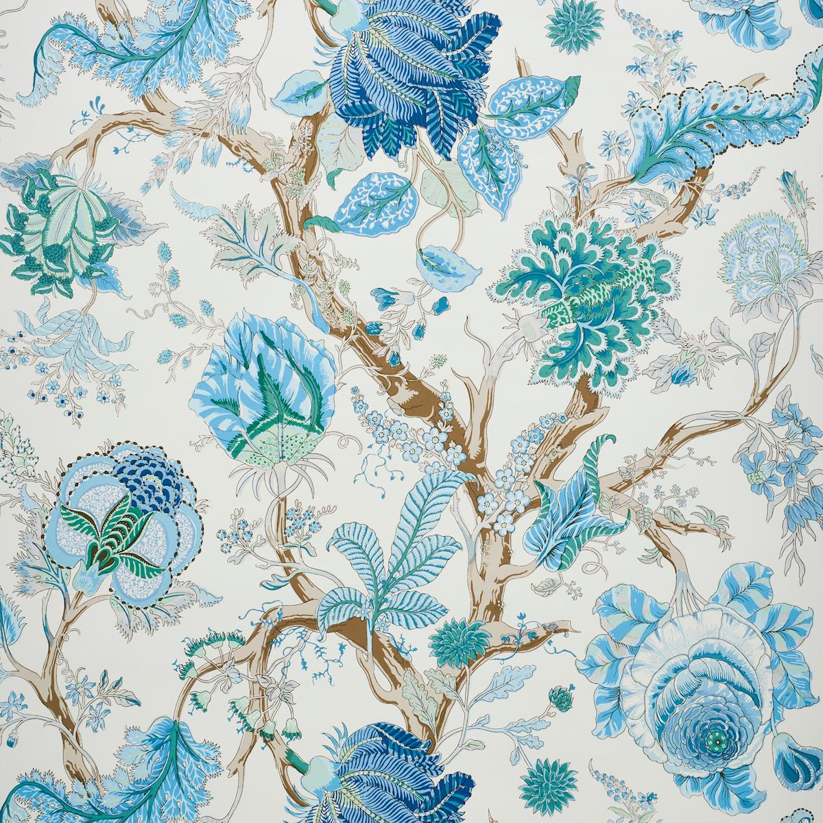 Schumacher Indian Arbre Wallpaper in Peacock & Emerald