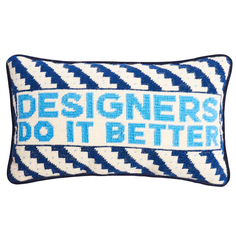 Schumacher's Designers Rock needlepoint pillow