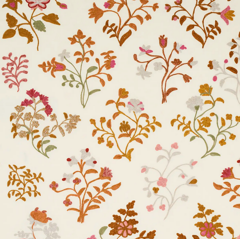 Schumacher Raleigh Crewel Embroidery in Autumn